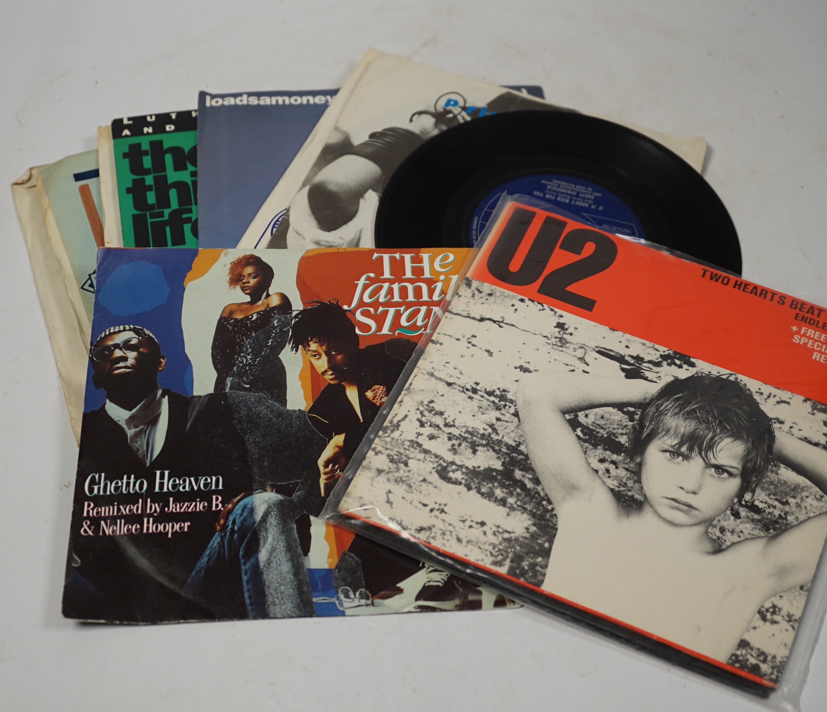 A collection of 7 inch singles, mainly 1970s and 1980s artists including; U2, Dusty Springfield, Kate Bush, The Human League, the Animals, Kim Wilde, Madonna, Rod Stewart, The Dave Clark Five, the Pogues, Meat Loaf, ABBA